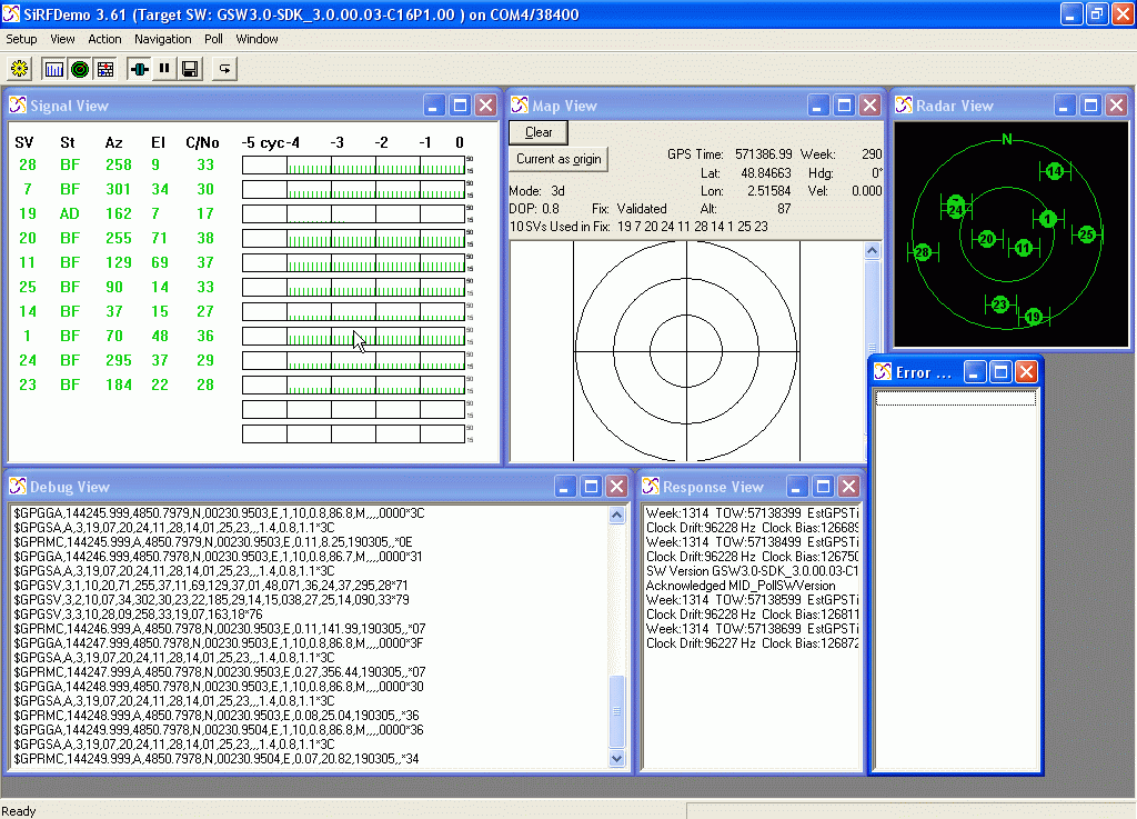 SiRFdemo - upravte si parametry GPS