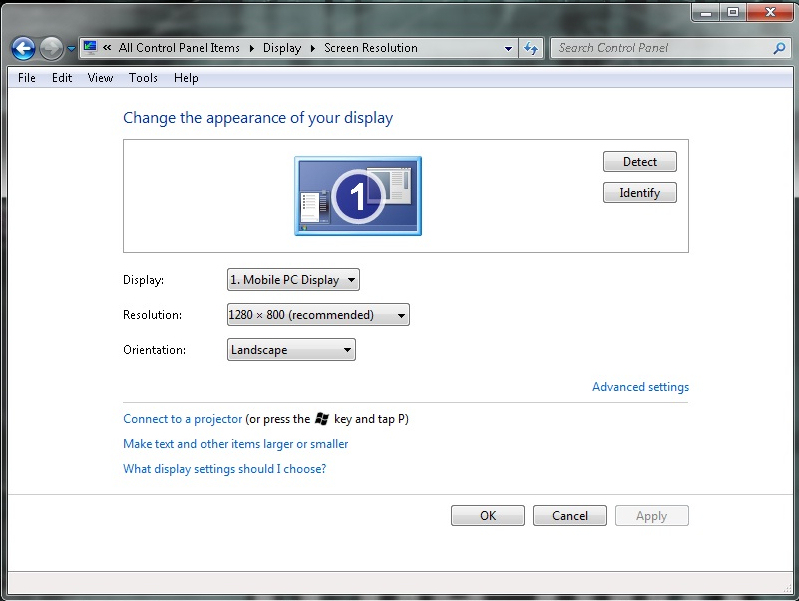 Screen Resolution Display